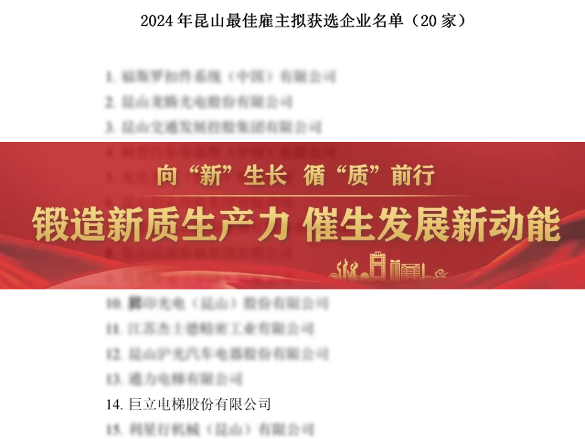 【昆山市人力資源協(xié)會(huì)】巨立電梯入選2024年昆山最佳雇主名單